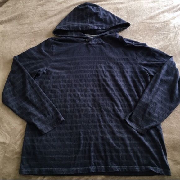 BANANA REPUBLIC Navy Striped Pullover Hoodie XL - Picture 8 of 9